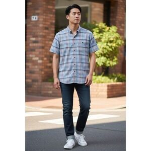 Patagonia Shirt Plaid Organic Cotton Mens 2XL Gauzy Button Down Blue White SS